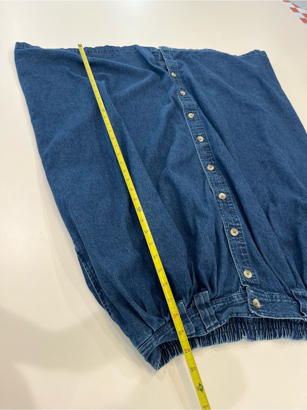 Vintage TY WEAR Classic Blue Button-Front Denim Midi Skirt - Picture 8 of 9